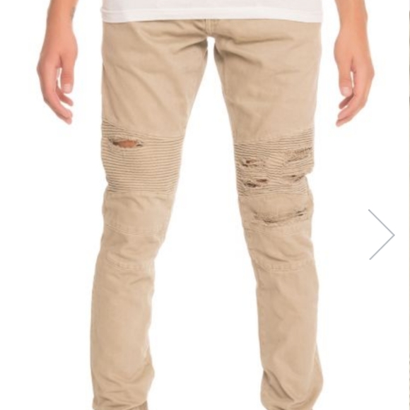khaki biker jeans
